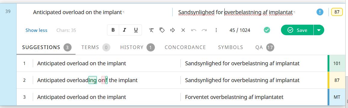 Smart Editor: coincidencias parciales vs. coincidencias con contexto