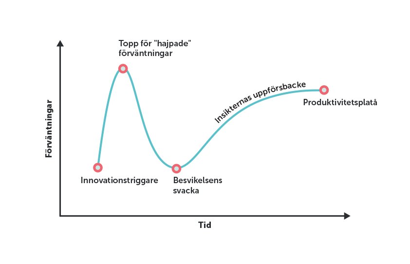 Bild som tolkar teknikhype (källa: Gartner)